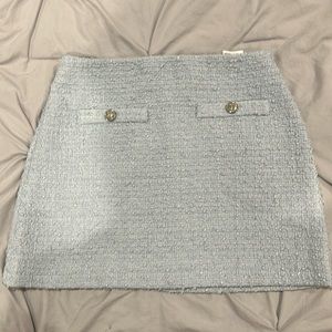 H&M Light Blue Tweed Skirt with Silver Embellishments
